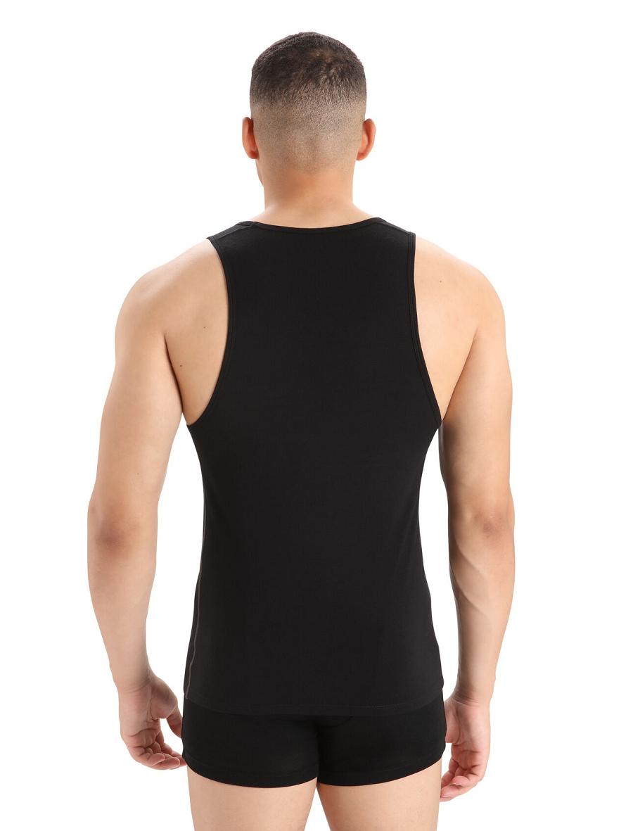 Men's Icebreaker Merino Anatomica Tank Top Underwear Black | CA 1660ZUTG